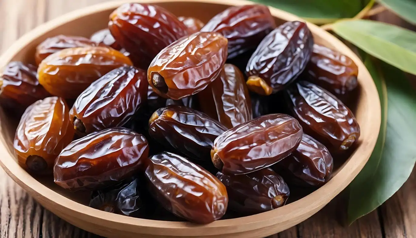 تصویر چند عدد خرما در یک ظرف برای تقویت بدن